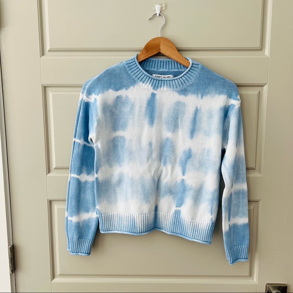 Elizabeth & James white and blue tie dye sweater in Small